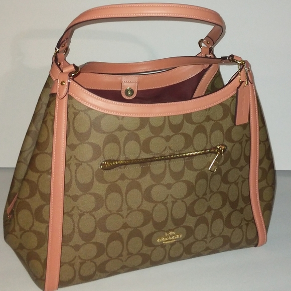 BRAND NEW~Spacious COACH Signature Canvas "KRISTY" 3 Section Shoulder/Satchel - Picture 13 of 16